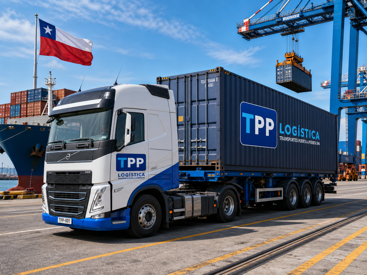 Camion TPP en operacion portuaria con contenedores